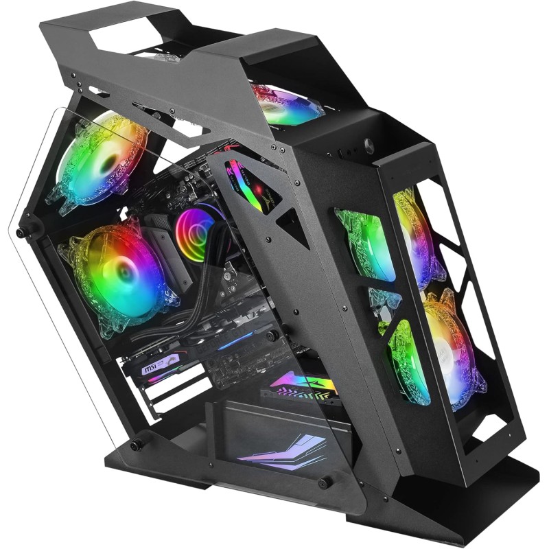 Mars Gaming MC61, Boîtier PC Gaming Compact Micro-ATX, 4 Ventilateurs 12cm, ARGB Chroma, Double Vitrage Verre Trempé, Noir