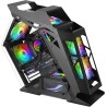 Mars Gaming MC61, Boîtier PC Gaming Compact Micro-ATX, 4 Ventilateurs 12cm, ARGB Chroma, Double Vitrage Verre Trempé, Noir