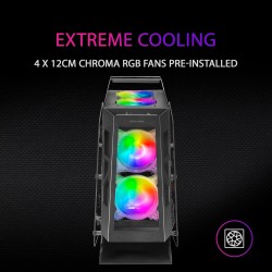 Mars Gaming MC61, Boîtier PC Gaming Compact Micro-ATX, 4 Ventilateurs 12cm, ARGB Chroma, Double Vitrage Verre Trempé, Noir