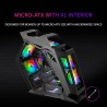 Mars Gaming MC61, Boîtier PC Gaming Compact Micro-ATX, 4 Ventilateurs 12cm, ARGB Chroma, Double Vitrage Verre Trempé, Noir