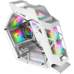 Mars Gaming MCV-One, Boîtier Gaming ATX, Double Verre Trempé Continu, Ventilateur FRGB 12cm, Structure à Double Chambre, Moyen-T