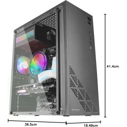 Mars Gaming MC100, Boîtier de Jeu ATX, Ventilateur FRGB 9cm, Ventilation Convect-Cool, Noir