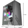 Mars Gaming MC100, Boîtier de Jeu ATX, Ventilateur FRGB 9cm, Ventilation Convect-Cool, Noir