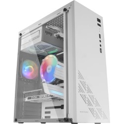 Mars Gaming MC100, Boîtier de Jeu ATX, Ventilateur FRGB 9cm, Ventilation Convect-Cool, Blanc