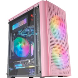 Mars Gaming MC300, Boîtier PC Gaming Compact MicroATX/Mini-ITX, 3X Ventilateurs 120mm FRGB, Panneau Avant Total-Mesh, Verre Trem