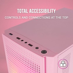 Mars Gaming MC300, Boîtier PC Gaming Compact MicroATX/Mini-ITX, 3X Ventilateurs 120mm FRGB, Panneau Avant Total-Mesh, Verre Trem