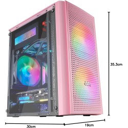 Mars Gaming MC300, Boîtier PC Gaming Compact MicroATX/Mini-ITX, 3X Ventilateurs 120mm FRGB, Panneau Avant Total-Mesh, Verre Trem