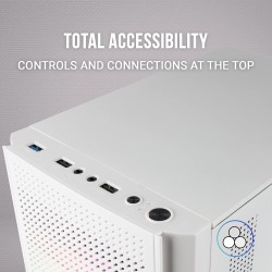 Mars Gaming MC300, Boîtier PC Gaming Compact MicroATX/Mini-ITX, 3X Ventilateurs 120mm FRGB, Panneau Avant Total-Mesh, Verre Trem