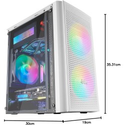 Mars Gaming MC300, Boîtier PC Gaming Compact MicroATX/Mini-ITX, 3X Ventilateurs 120mm FRGB, Panneau Avant Total-Mesh, Verre Trem