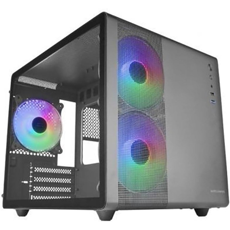 Mars Gaming MC-400, Boîtier Gaming Compact Micro-ATX, Fenêtre Latérale Complète Verre Trempé, 3X Ventilateurs FRGB 120mm, Pannea