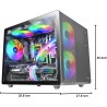 Mars Gaming MC-400, Boîtier Gaming Compact Micro-ATX, Fenêtre Latérale Complète Verre Trempé, 3X Ventilateurs FRGB 120mm, Pannea