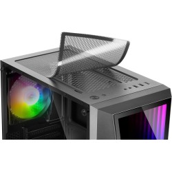 Mars Gaming MC777, Boîtier PC Gaming ATX, Miroir Infini ARGB, Verre Trempé, 2X Ventilateurs 120mm ARGB, Noir