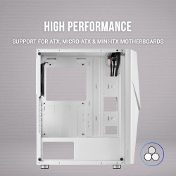 Mars Gaming MC777W, Boîtier PC Gaming ATX, Miroir Infini ARGB, Verre Trempé, 2X Ventilateurs 120mm ARGB, Blanc