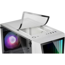 Mars Gaming MC777W, Boîtier PC Gaming ATX, Miroir Infini ARGB, Verre Trempé, 2X Ventilateurs 120mm ARGB, Blanc