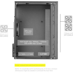 Mars Gaming MC-1000, Boîtier Compact MicroATX, Design Frontal Metal-Mesh, Fenêtre Latérale Intégrale, 1x Ventilateur FDB 80mm Ul