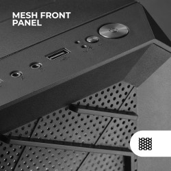 Mars Gaming MC-2000, Boîtier Moyen-Tour ATX, Fenêtre Latérale Intégrale, Design Mesh Frontal, 1x Ventilateur FDB 120mm Ultra-Sil