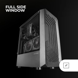 Mars Gaming MC-2000, Boîtier Moyen-Tour ATX, Fenêtre Latérale Intégrale, Design Mesh Frontal, 1x Ventilateur FDB 120mm Ultra-Sil