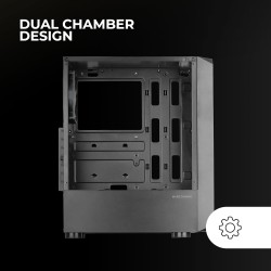 Mars Gaming MC-2000, Boîtier Moyen-Tour ATX, Fenêtre Latérale Intégrale, Design Mesh Frontal, 1x Ventilateur FDB 120mm Ultra-Sil