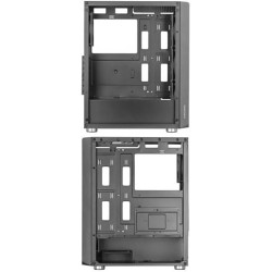 Mars Gaming MC-3000 Noir, Moyen-Tour Gaming ATX, Fenêtre Verre Trempé, Façade Metal-Mesh, 4 Ventilateurs 120mm