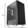 Mars Gaming MC-3000 Noir, Moyen-Tour Gaming ATX, Fenêtre Verre Trempé, Façade Metal-Mesh, 4 Ventilateurs 120mm