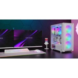 Mars Gaming MC-AIR, Boîtier Gaming ATX, 4X Ventilateurs FRGB Rainbow 120mm, Panneau Avant Mesh, Fenêtre Latérale en Verre Trempé