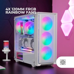 Mars Gaming MC-AIR, Boîtier Gaming ATX, 4X Ventilateurs FRGB Rainbow 120mm, Panneau Avant Mesh, Fenêtre Latérale en Verre Trempé
