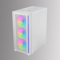 Mars Gaming MC-AIR, Boîtier Gaming ATX, 4X Ventilateurs FRGB Rainbow 120mm, Panneau Avant Mesh, Fenêtre Latérale en Verre Trempé