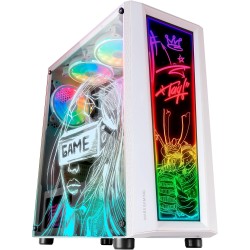 Mars Gaming MC-Art, Boîtier PC Gaming ATX, Double Vitrage Trempé Dessinable, ARGB 12 Modes, Ventilateur 12cm, Blanc