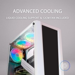 Mars Gaming MC-Art, Boîtier PC Gaming ATX, Double Vitrage Trempé Dessinable, ARGB 12 Modes, Ventilateur 12cm, Blanc
