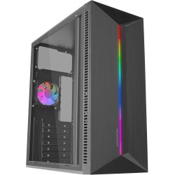 Mars Gaming MC-Blaze, Boîtier Gaming ATX, 1x Ventilateur FRGB Arrière 80mm, Bande LED RGB Frontale avec Effets Multiples, Fenêtr