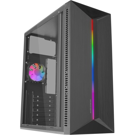 Mars Gaming MC-Blaze, Boîtier Gaming ATX, 1x Ventilateur FRGB Arrière 80mm, Bande LED RGB Frontale avec Effets Multiples, Fenêtr