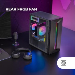 Mars Gaming MC-Blaze, Boîtier Gaming ATX, 1x Ventilateur FRGB Arrière 80mm, Bande LED RGB Frontale avec Effets Multiples, Fenêtr