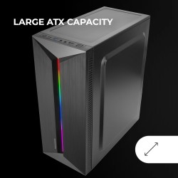 Mars Gaming MC-Blaze, Boîtier Gaming ATX, 1x Ventilateur FRGB Arrière 80mm, Bande LED RGB Frontale avec Effets Multiples, Fenêtr