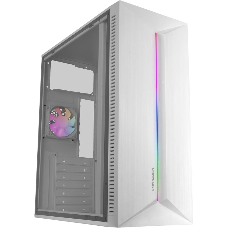 Mars Gaming MC-Blaze, Boîtier Gaming ATX, 1x Ventilateur FRGB Arrière 80mm, Bande LED RGB Frontale avec Effets Multiples, Fenêtr