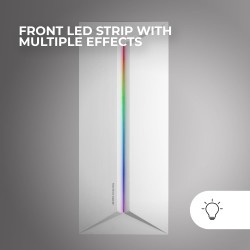 Mars Gaming MC-Blaze, Boîtier Gaming ATX, 1x Ventilateur FRGB Arrière 80mm, Bande LED RGB Frontale avec Effets Multiples, Fenêtr