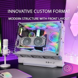 Mars Gaming MCB, Boîtier PC Gaming ATX XL, Custom Premium Edition, Structure Modulaire Double Chambre, Blanc