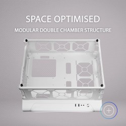 Mars Gaming MCB, Boîtier PC Gaming ATX XL, Custom Premium Edition, Structure Modulaire Double Chambre, Blanc