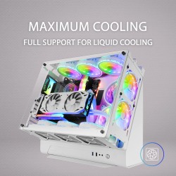 Mars Gaming MCB, Boîtier PC Gaming ATX XL, Custom Premium Edition, Structure Modulaire Double Chambre, Blanc