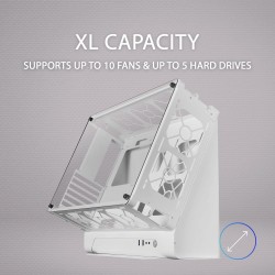 Mars Gaming MCB, Boîtier PC Gaming ATX XL, Custom Premium Edition, Structure Modulaire Double Chambre, Blanc