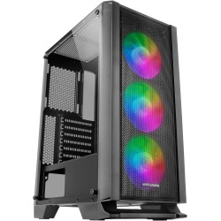 Mars Gaming MC-Titan, Boîtier Gaming RGB XXL ATX, Double Bande LED et Éclairage Frontal ARGB, Hub d'Éclairage + Télécommande, Co