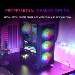 Mars Gaming MC-Titan, Boîtier Gaming RGB XXL ATX, Double Bande LED et Éclairage Frontal ARGB, Hub d'Éclairage + Télécommande, Co
