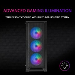 Mars Gaming MC-Titan, Boîtier Gaming RGB XXL ATX, Double Bande LED et Éclairage Frontal ARGB, Hub d'Éclairage + Télécommande, Co