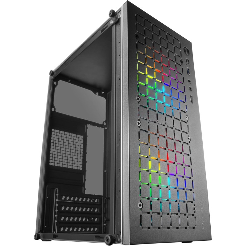 Mars Gaming MC-Core, Boîtier Gaming Ultrapcompact MicroATX, Design Frontal Metal-Mesh, 2X Ventilateurs FRGB 120mm, Fenêtre Latér