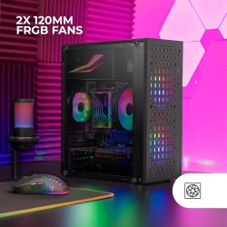 Mars Gaming MC-Core, Boîtier Gaming Ultrapcompact MicroATX, Design Frontal Metal-Mesh, 2X Ventilateurs FRGB 120mm, Fenêtre Latér