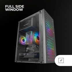 Mars Gaming MC-Core, Boîtier Gaming Ultrapcompact MicroATX, Design Frontal Metal-Mesh, 2X Ventilateurs FRGB 120mm, Fenêtre Latér