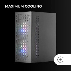 Mars Gaming MC-Core, Boîtier Gaming Ultrapcompact MicroATX, Design Frontal Metal-Mesh, 2X Ventilateurs FRGB 120mm, Fenêtre Latér