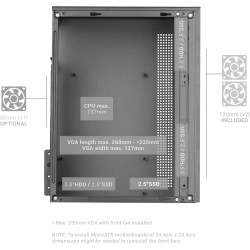 Mars Gaming MC-Core, Boîtier Gaming Ultrapcompact MicroATX, Design Frontal Metal-Mesh, 2X Ventilateurs FRGB 120mm, Fenêtre Latér