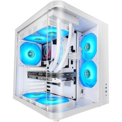 Mars Gaming MC-CURV, Boîtier Gaming ATX, Triple Verre Trempé Courbé Continu l’Avant et sur Le Côté, Structure à Double Chambre, 