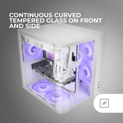 Mars Gaming MC-CURV, Boîtier Gaming ATX, Triple Verre Trempé Courbé Continu l’Avant et sur Le Côté, Structure à Double Chambre, 