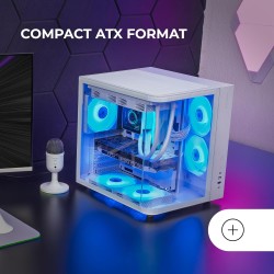 Mars Gaming MC-CURV, Boîtier Gaming ATX, Triple Verre Trempé Courbé Continu l’Avant et sur Le Côté, Structure à Double Chambre, 